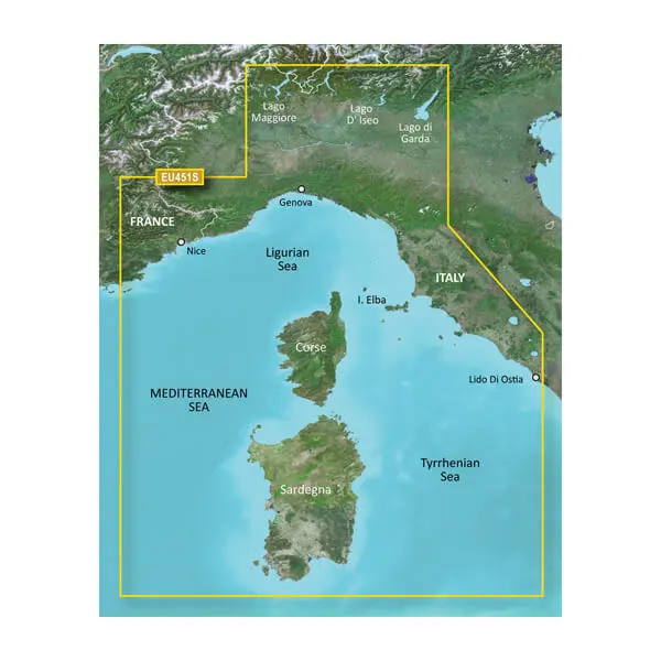 Italy, Ligurian Sea to Corsica and Sardinia Charts